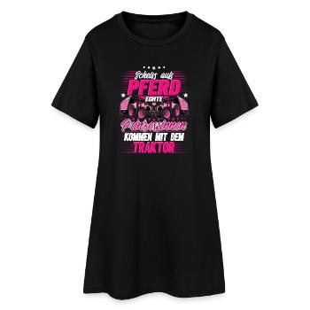 Landwirtin Traktor - Frauen T-Shirt-Kleid - Schwarz - Vorne