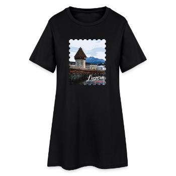 Luzern Kapellbrücke Panorama - Frauen T-Shirt-Kleid - Schwarz - Vorne