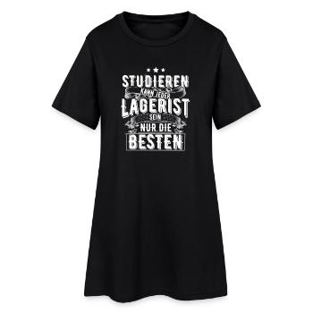 Lagerist - Frauen T-Shirt-Kleid - Schwarz - Vorne
