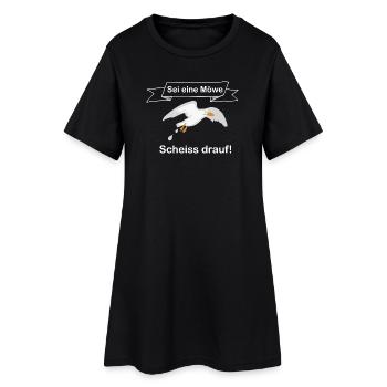 Humorvoller Seemotiv Druck - Frauen T-Shirt-Kleid - Schwarz - Vorne