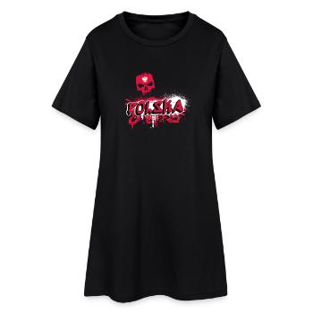 Motif crâne de graffiti polonais - Robe T-shirt Femme - noir - Devant
