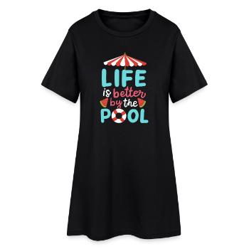 Pool Schwimmen Sommer - Frauen T-Shirt-Kleid - Schwarz - Vorne
