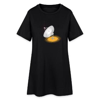 Satellitenschüssel als Gestaltungselement - Frauen T-Shirt-Kleid - Schwarz - Vorne