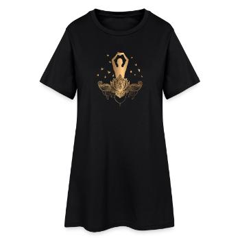 La méditation Or Yoga Zen Papillons cadeau - Robe T-shirt Femme - noir - Devant