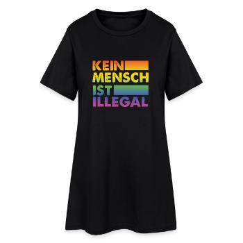 Kein Mensch ist illegal Regenbogen Menschenrechte - Frauen T-Shirt-Kleid - Schwarz - Vorne