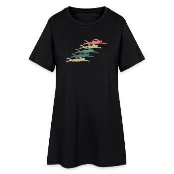 Schwimmen Schwimmer Vintage - Frauen T-Shirt-Kleid - Schwarz - Vorne
