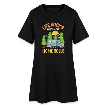 Wohnmobil Camping Camper - Frauen T-Shirt-Kleid - Schwarz - Vorne