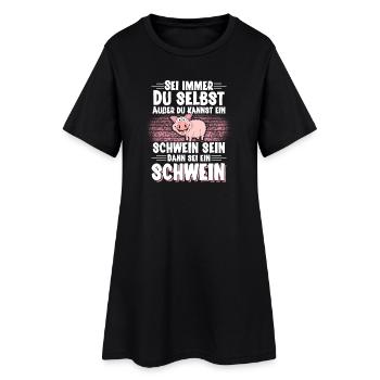 Schwein - Frauen T-Shirt-Kleid - Schwarz - Vorne