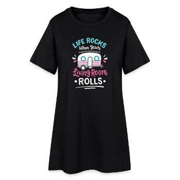 Wohnmobil Camping Wohnwagen - Frauen T-Shirt-Kleid - Schwarz - Vorne
