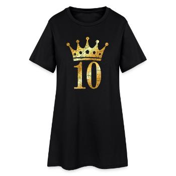 Couronne numéro 10 (Jaune d’or vintage) 10e anniversaire - Robe T-shirt Femme - noir - Devant