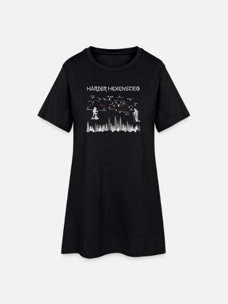 Harzer Hexenstieg - Brocken wandern, Wandergruppen - Frauen T-Shirt-Kleid - Schwarz