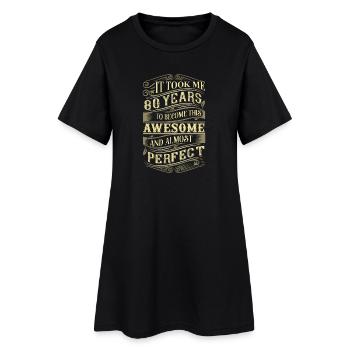 80. Geburtstag - Frauen T-Shirt-Kleid - Schwarz - Vorne