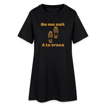 on me suit a la trace humour randonnée empreinte - Robe T-shirt Femme - noir - Devant