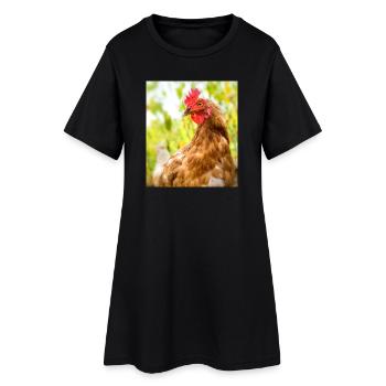 Ich wollt' ich wär' ein Huhn - Frauen T-Shirt-Kleid - Schwarz - Vorne