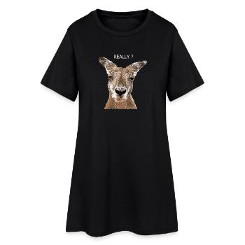 Kangourou really - Robe T-shirt Femme - noir - Devant
