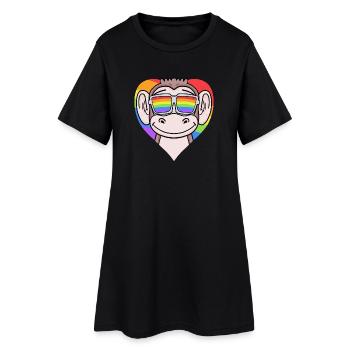 Cœur LGBT avec singe arc-en-ciel - Robe T-shirt Femme - noir - Devant