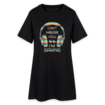 Can't Hear You I'm Gaming - Lustiges Gamer-Zitat - Frauen T-Shirt-Kleid - Schwarz - Vorne