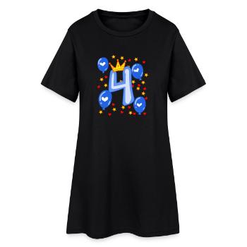 4. Geburtstag Junge Luftballons Krone Sterne - Frauen T-Shirt-Kleid - Schwarz - Vorne