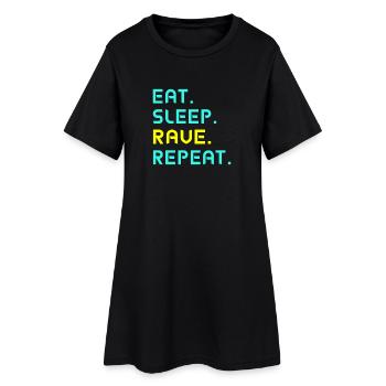 Mangez. Dormir. Rave. Répétez. - Robe T-shirt Femme - noir - Devant