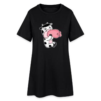 Vache charcuterie motif drôle - Robe T-shirt Femme - noir - Devant