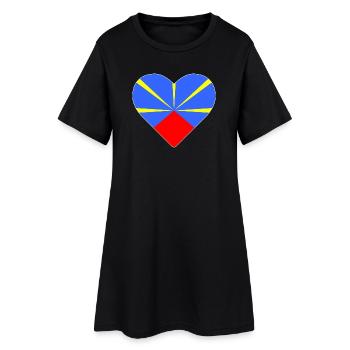Herz Flagge die Insel des Treffens - Frauen T-Shirt-Kleid - Schwarz - Vorne