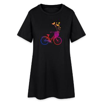 Vélo de femme, papillons de vélo - Robe T-shirt Femme - noir - Devant