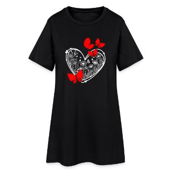 Cadre papillon en forme de fleurs en forme de cœur - Robe T-shirt Femme - noir - Devant