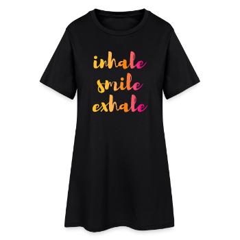 Citation de yoga Inhale Inhale Exhale Gradient om - Robe T-shirt Femme - noir - Devant