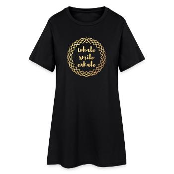 Inhale Exhale Yoga Or Cercle Meditation deluxe om - Robe T-shirt Femme - noir - Devant