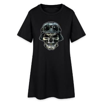 Tête de mort crazy biker avec casque - Robe T-shirt Femme - noir - Devant