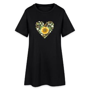 Tenue Tournesol Cœur de Tournesol en fleurs d’automne - Robe T-shirt Femme - noir - Devant