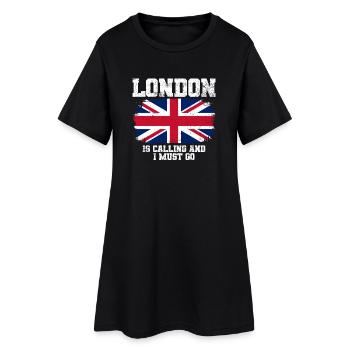 London Union Jack-Flagge Reisen - Frauen T-Shirt-Kleid - Schwarz - Vorne