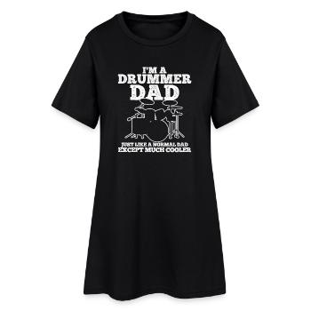 Schlagzeuger Schlagzeug - Frauen T-Shirt-Kleid - Schwarz - Vorne
