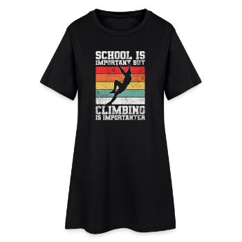 Klettern Kletterer Bouldern - Frauen T-Shirt-Kleid - Schwarz - Vorne
