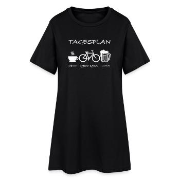Tagesplan Kaffee Fahrrad Bier - Frauen T-Shirt-Kleid - Schwarz - Vorne