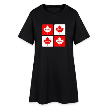 Drapeaux en feuille d'érable du Canada - Robe T-shirt Femme - noir - Devant
