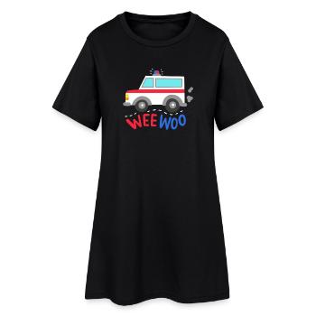 Krankenwagen Rettungsfahrzeug - Frauen T-Shirt-Kleid - Schwarz - Vorne