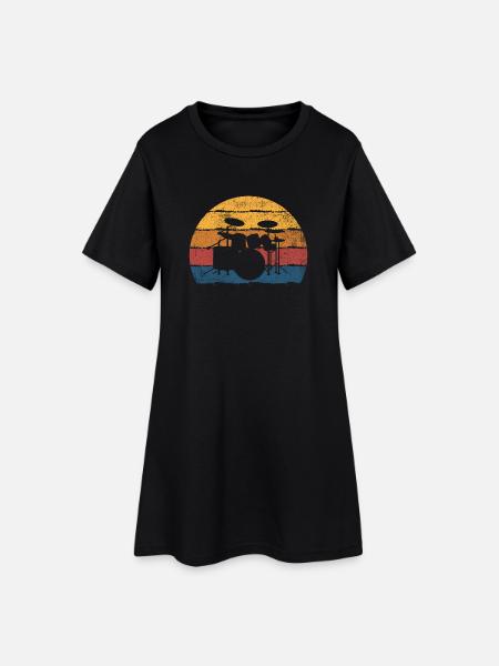 Schlagzeug Schlagzeuger - Frauen T-Shirt-Kleid - Schwarz