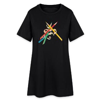 Crayons colorés fraîchement pointés - Robe T-shirt Femme - noir - Devant