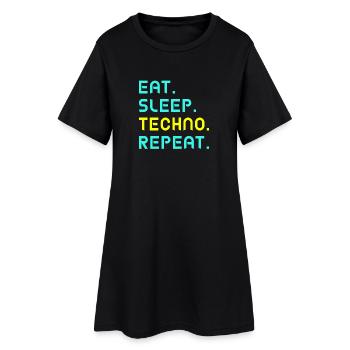 Eat. Sleep. Techno. Repeat. - Frauen T-Shirt-Kleid - Schwarz - Vorne