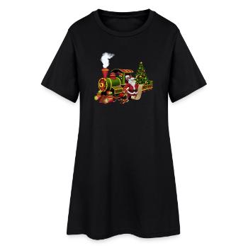 Santa avec un train - Robe T-shirt Femme - noir - Devant