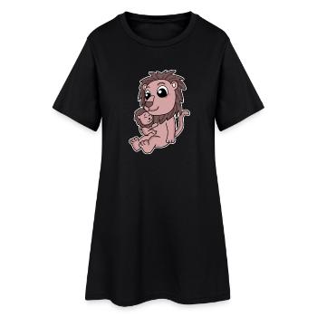 Lion famille - Lion avec bébé - Lion - Robe T-shirt Femme - noir - Devant