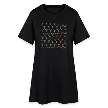 Colorful Fish Scale Pattern - Women’s T-Shirt Dress - black - Front
