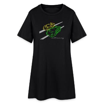 Slotracing 2 cars yellow green - Frauen T-Shirt-Kleid - Schwarz - Vorne