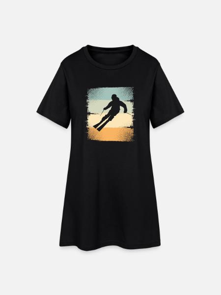 Ski - Frauen T-Shirt-Kleid - Schwarz