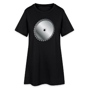 einzelnes Kreissägeblatt Metallfarben - Frauen T-Shirt-Kleid - Schwarz - Vorne