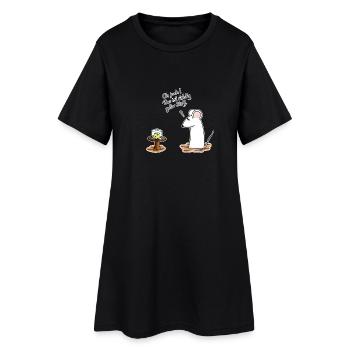 Richtig geiler Stoff - Frauen T-Shirt-Kleid - Schwarz - Vorne