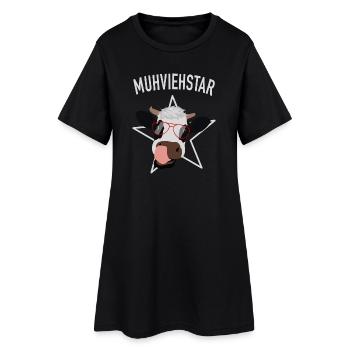 Muhviehstar Kuh Outfit - Frauen T-Shirt-Kleid - Schwarz - Vorne