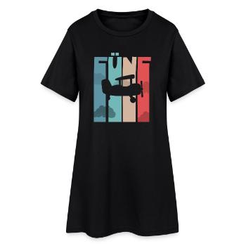 Flugzeug 5 Jahre Kinder - Frauen T-Shirt-Kleid - Schwarz - Vorne