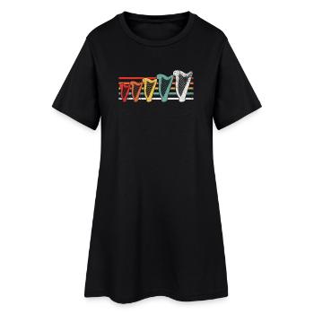 Harfe Harfen - Frauen T-Shirt-Kleid - Schwarz - Vorne